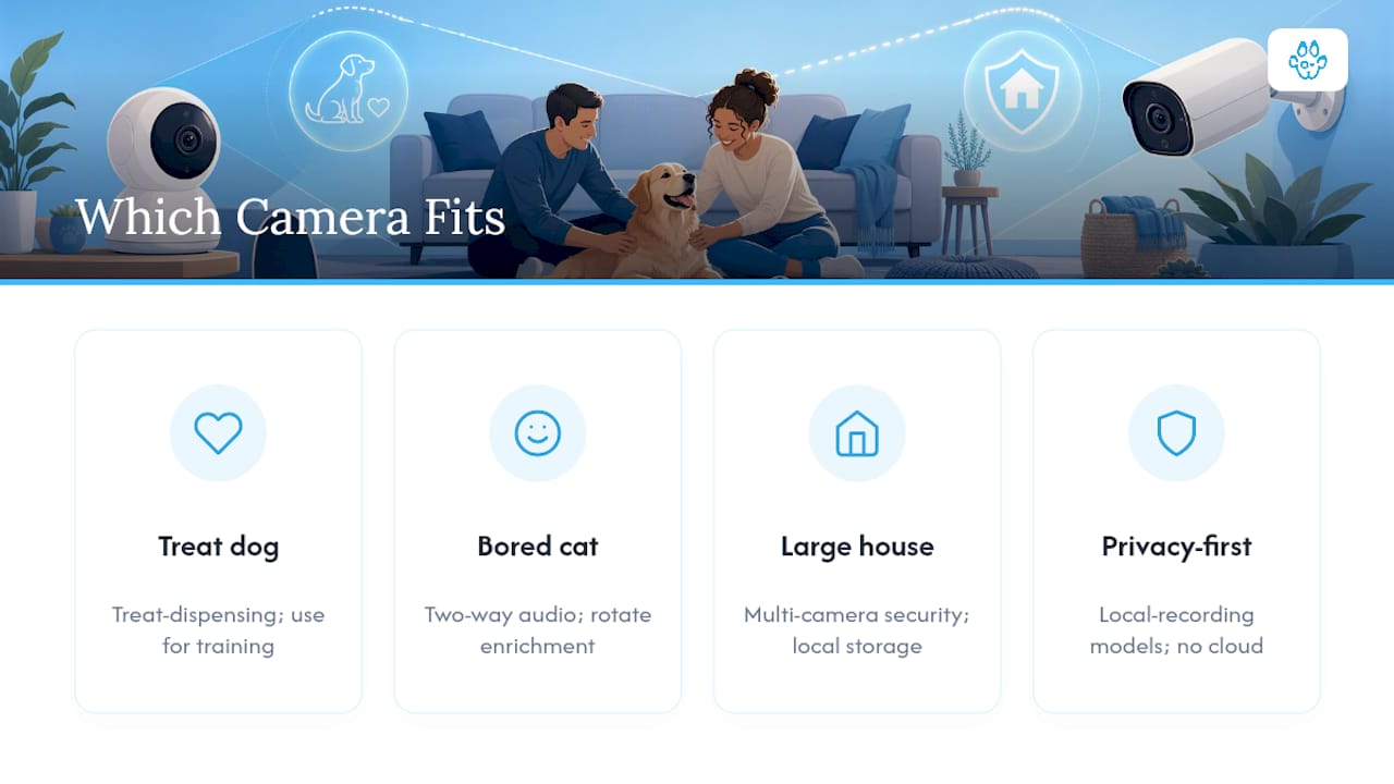Four pet camera use cases compared