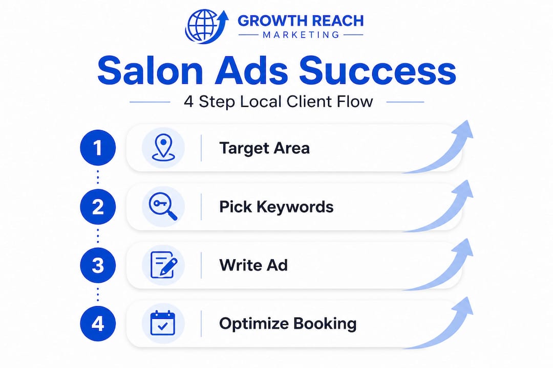 Step-by-step infographic of local salon ad process