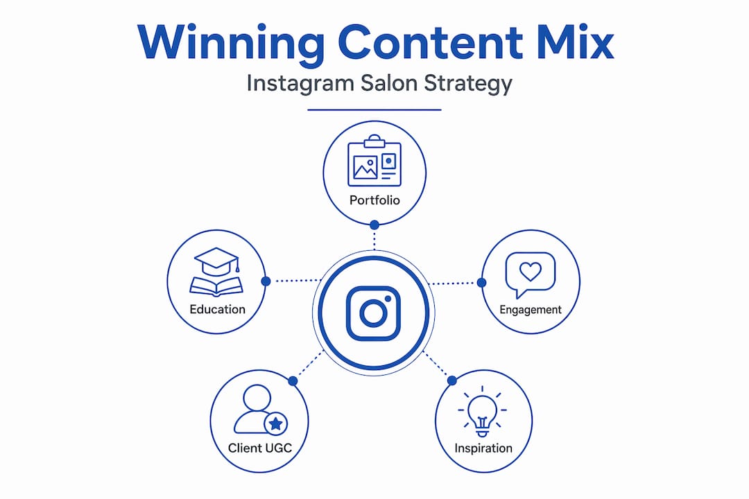 Hierarchy infographic of effective salon Instagram content mix