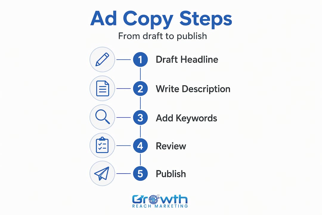 Infographic showing Google Ads copy creation process