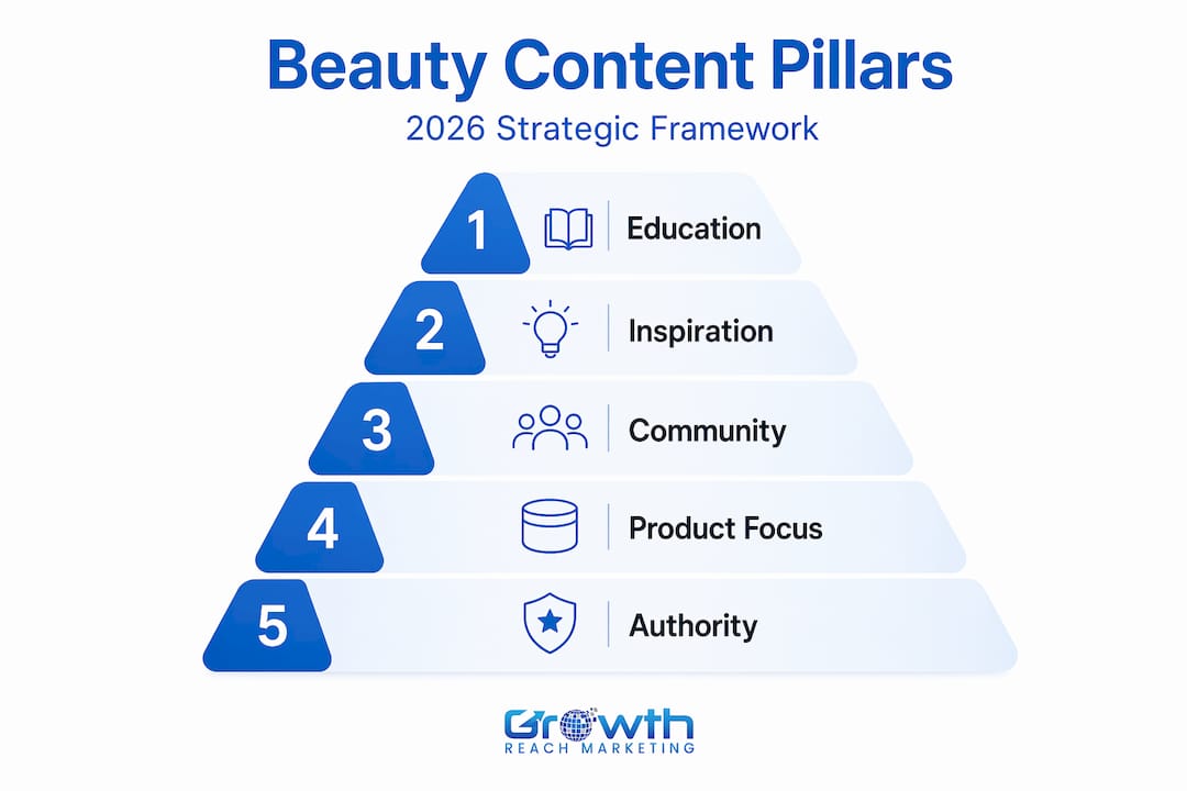 Hierarchy infographic for beauty content pillars