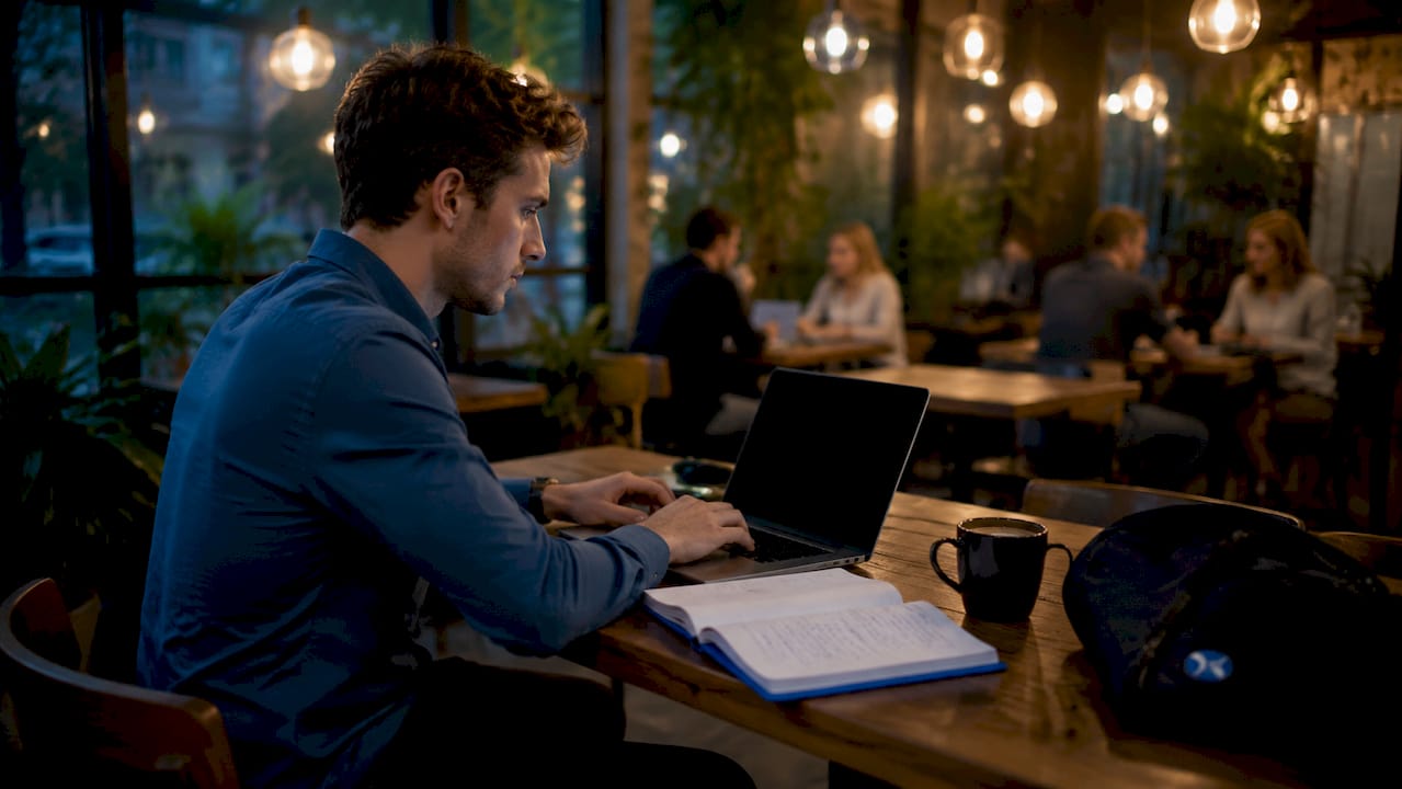 Marketer typing digital compliance checks