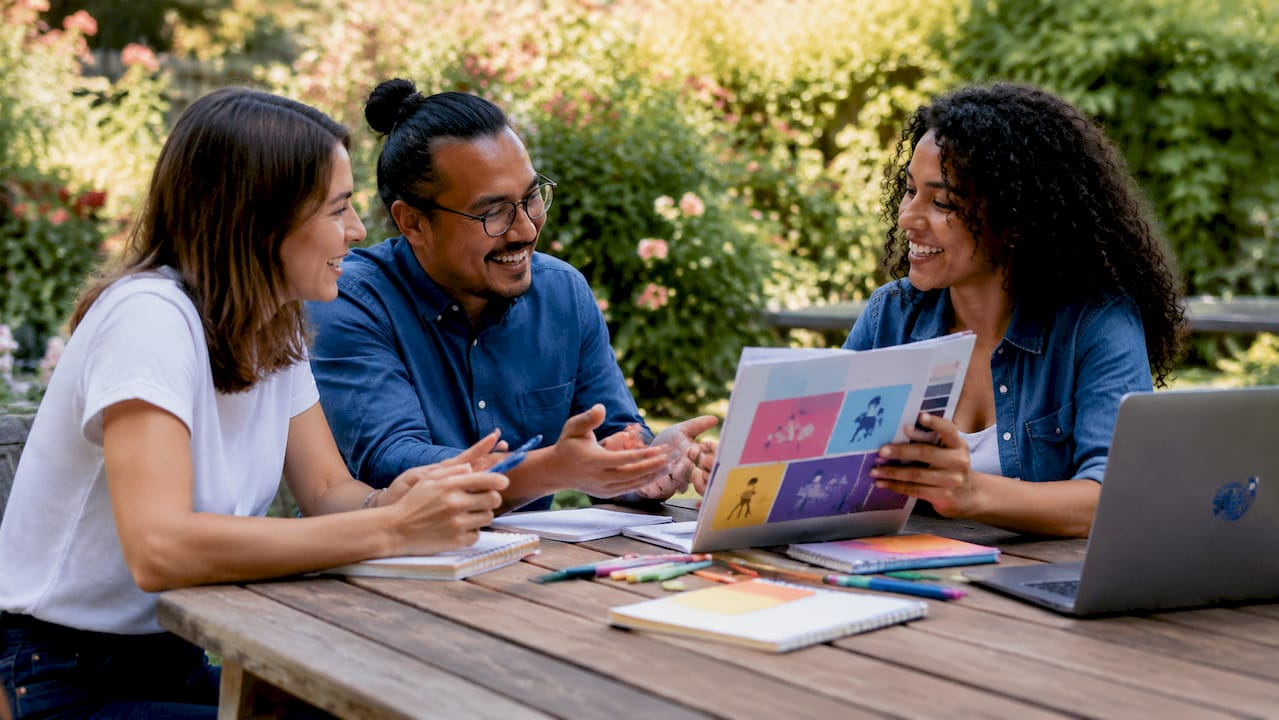 Salon team brainstorming content ideas