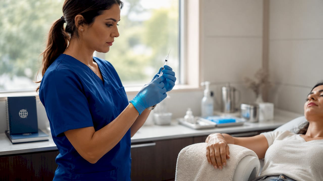 Medical professional preparing Botox treatment syringe