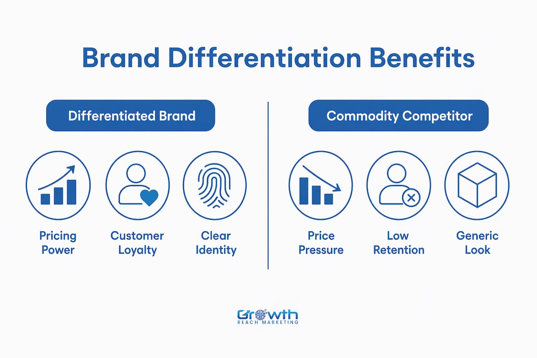 Infographic comparing differentiated brands vs commodity competitors
