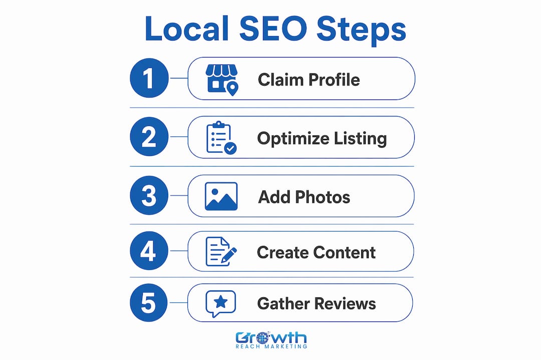 Infographic showing local SEO optimization steps