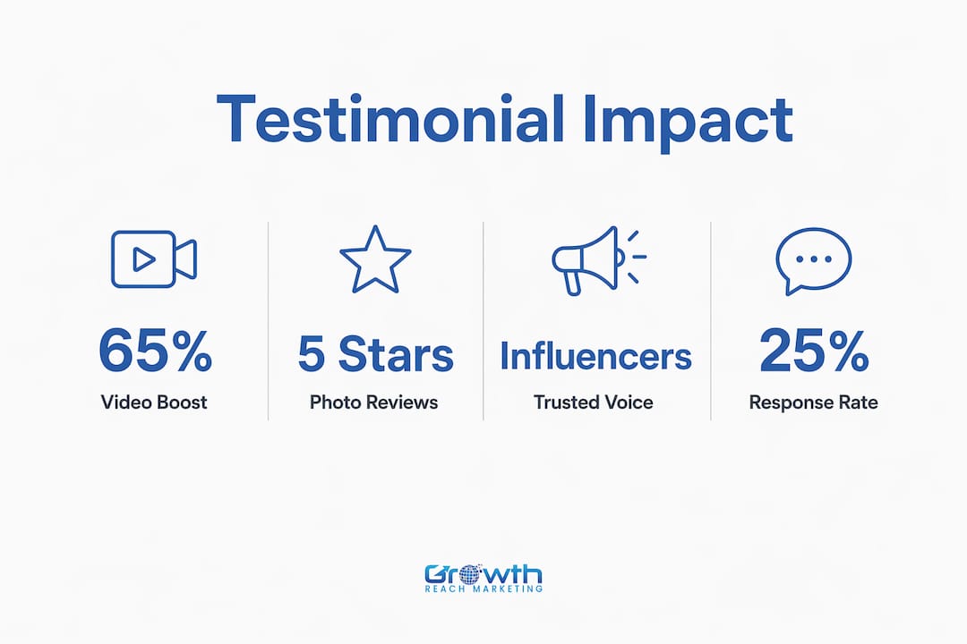 Infographic illustrating types and impact of salon testimonials