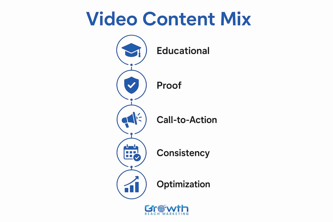 Infographic showing video content mix for salon SEO