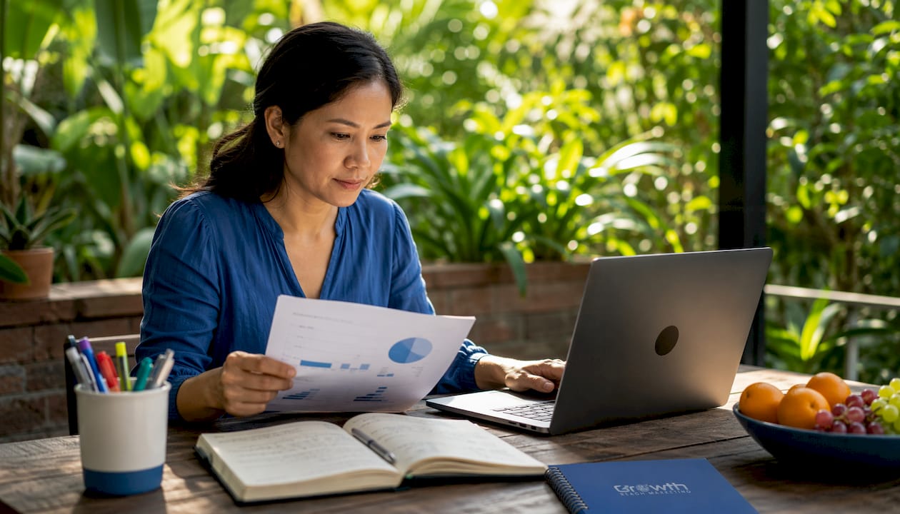Woman researching beauty niche audience definition