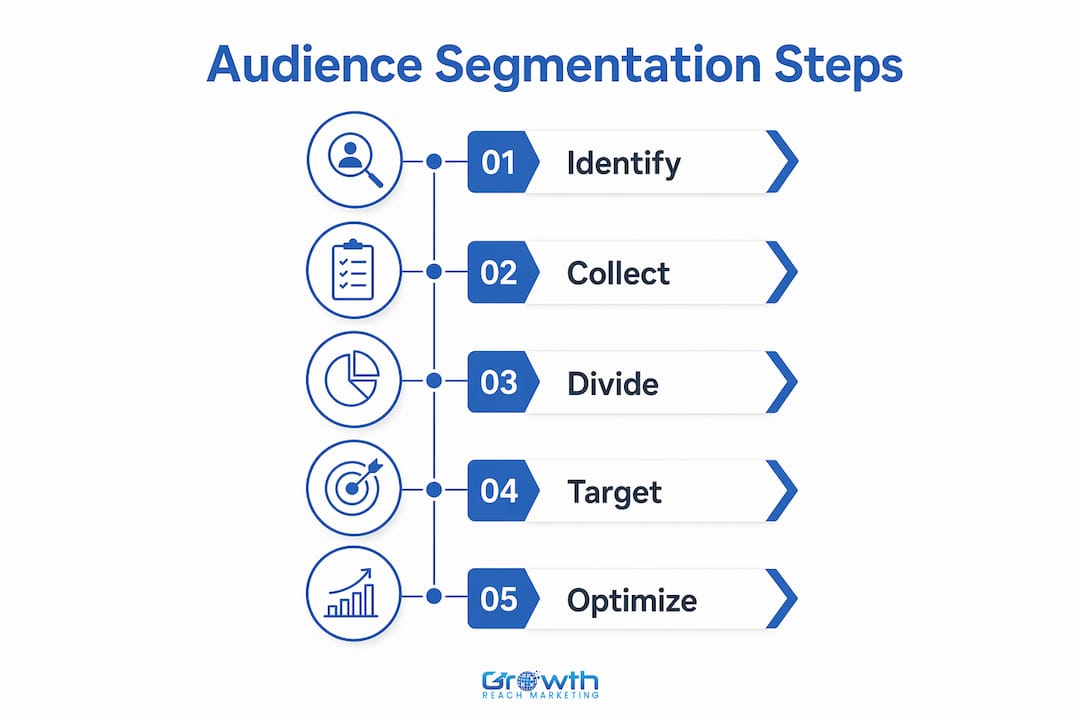 Infographic showing key steps of audience segmentation