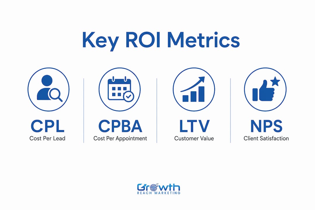 Infographic showing key ROI metrics for med spa campaigns