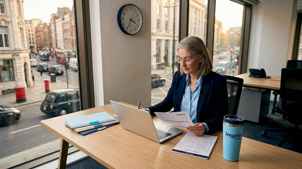 Manager reviewing haulage quote at desk