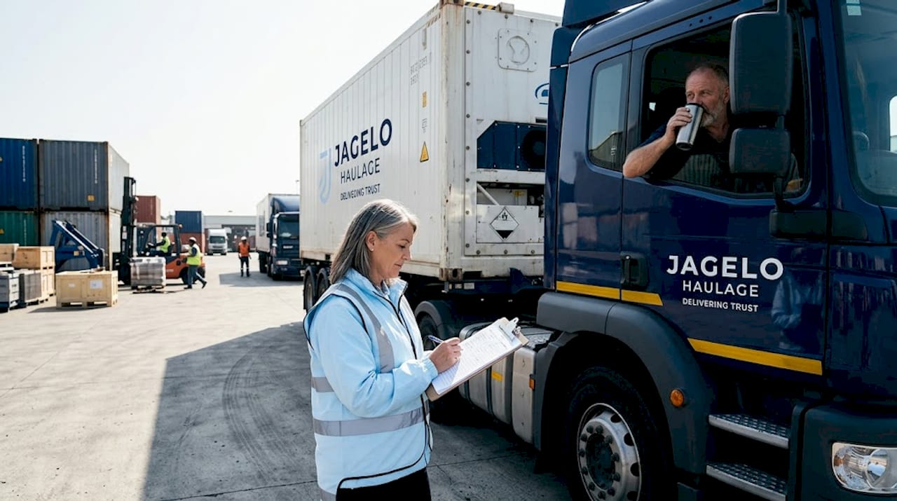 Manager reviews hazardous cargo compliance checklist