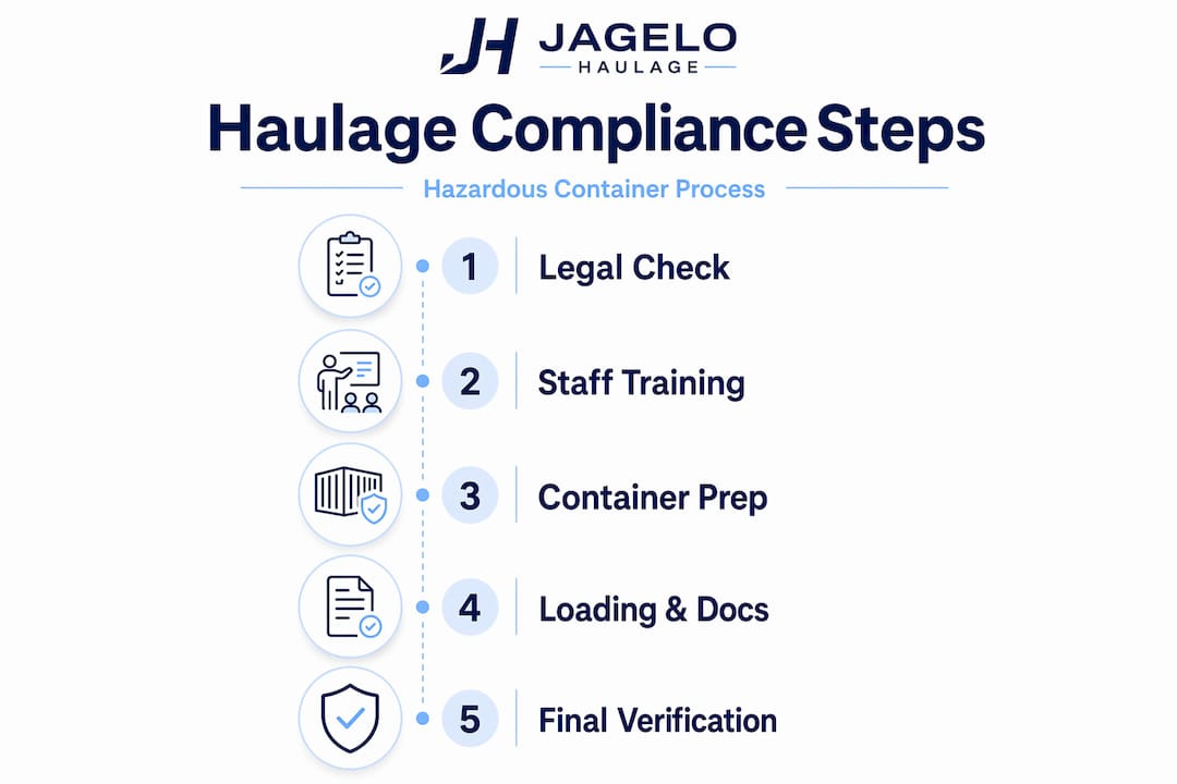 Infographic showing compliance steps for hazardous haulage