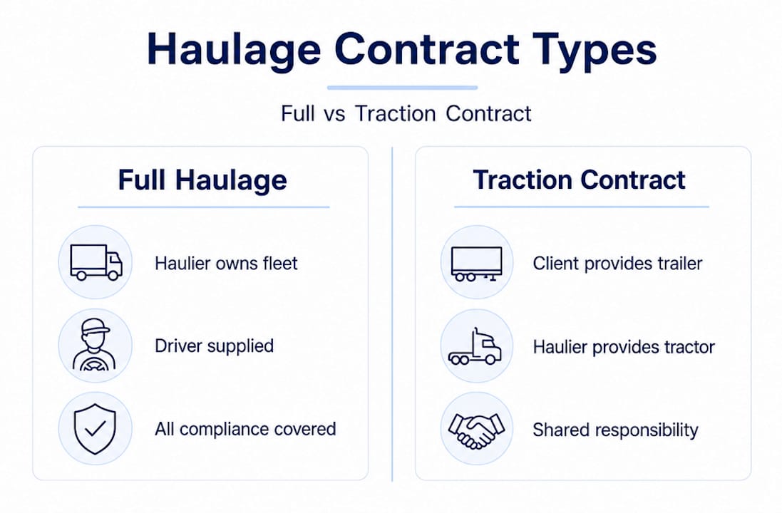 Infographic comparing UK haulage contract types