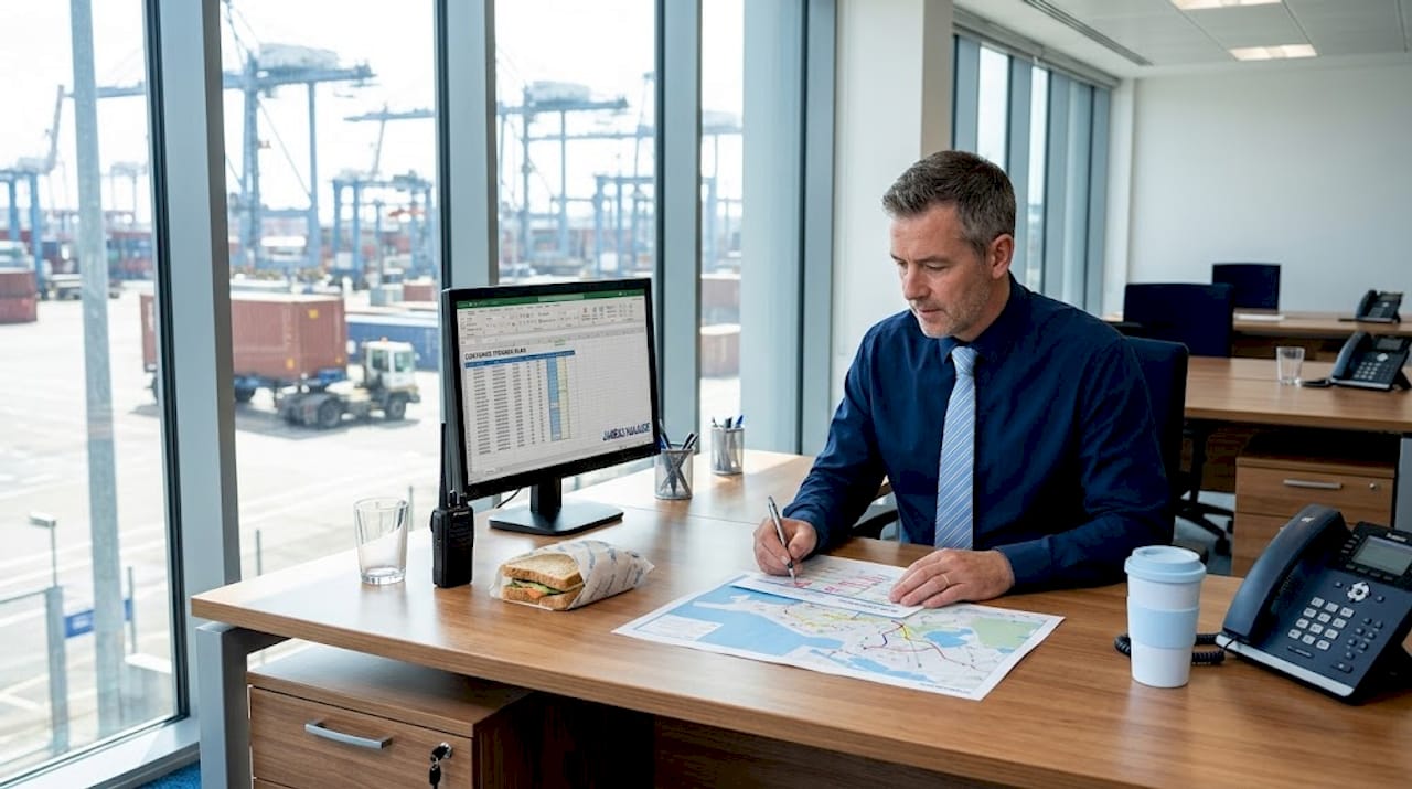 Logistics manager planning container movements Felixstowe