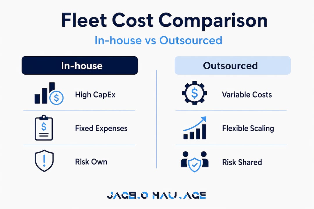 Infographic comparing in-house and outsourced haulage
