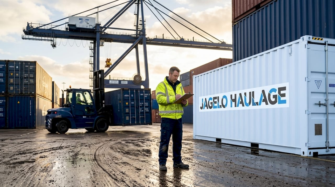 Supervisor checking logistics at Felixstowe port