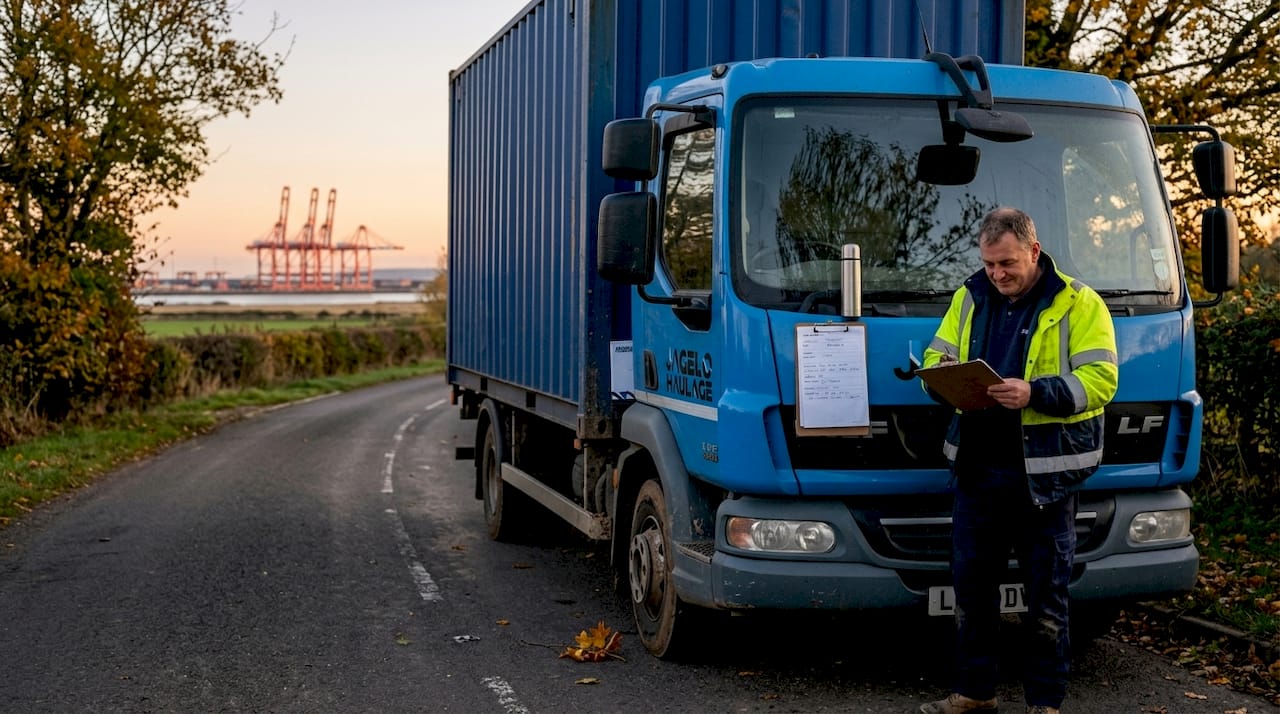 Felixstowe lorry driver starting delivery route