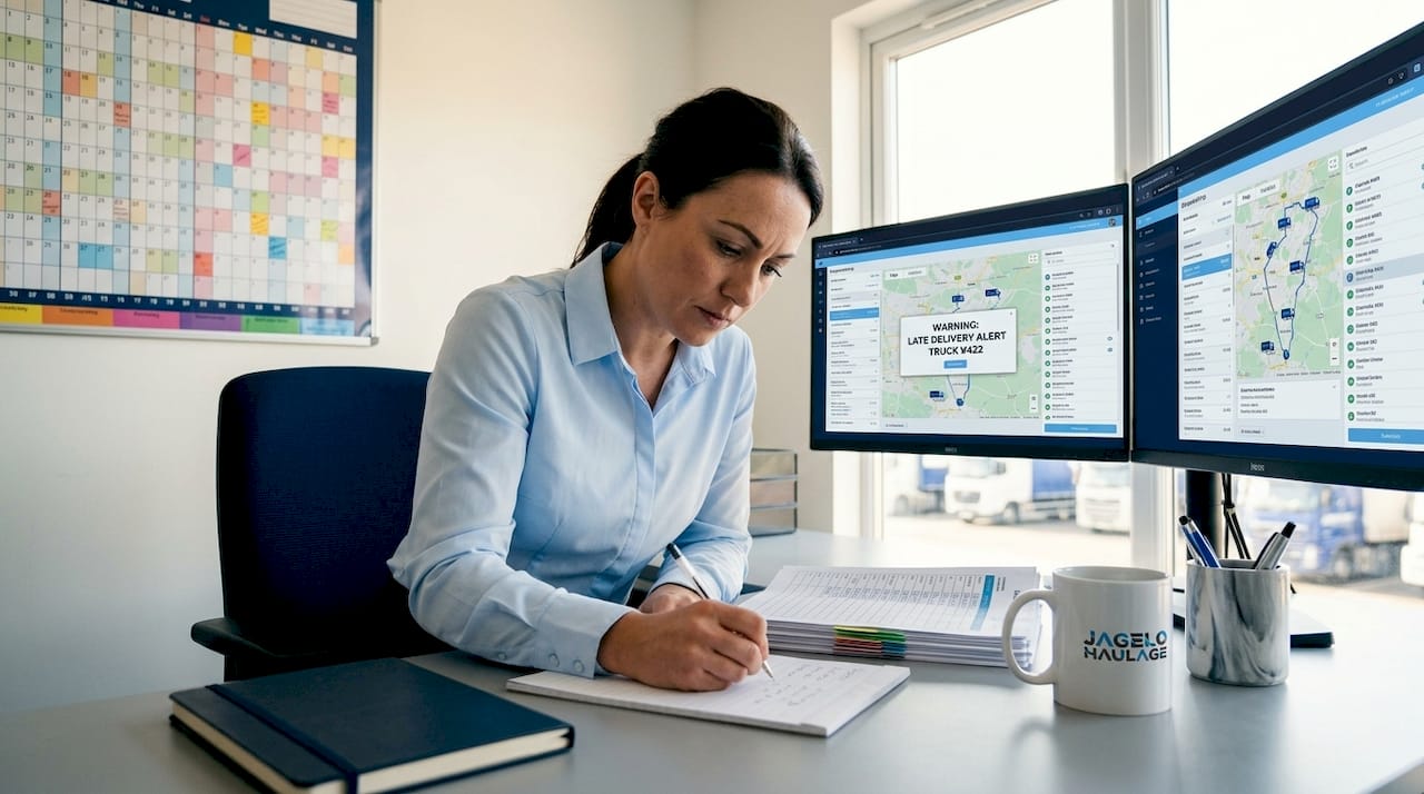 Dispatcher working with CBS booking system at desk