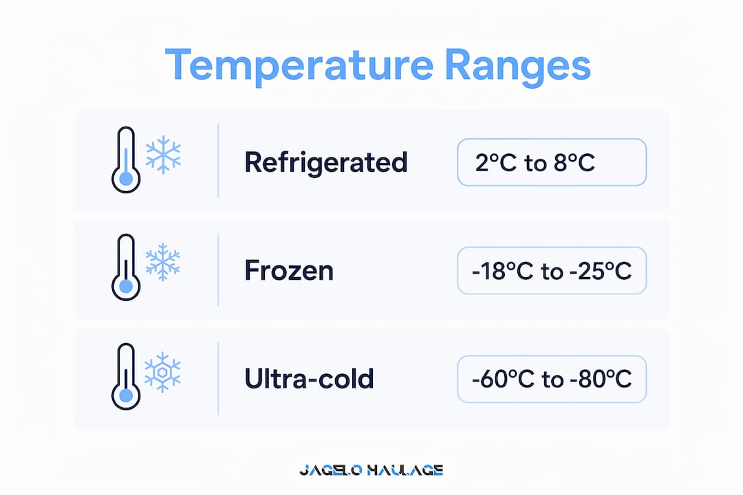 Infographic of cold chain temperature ranges