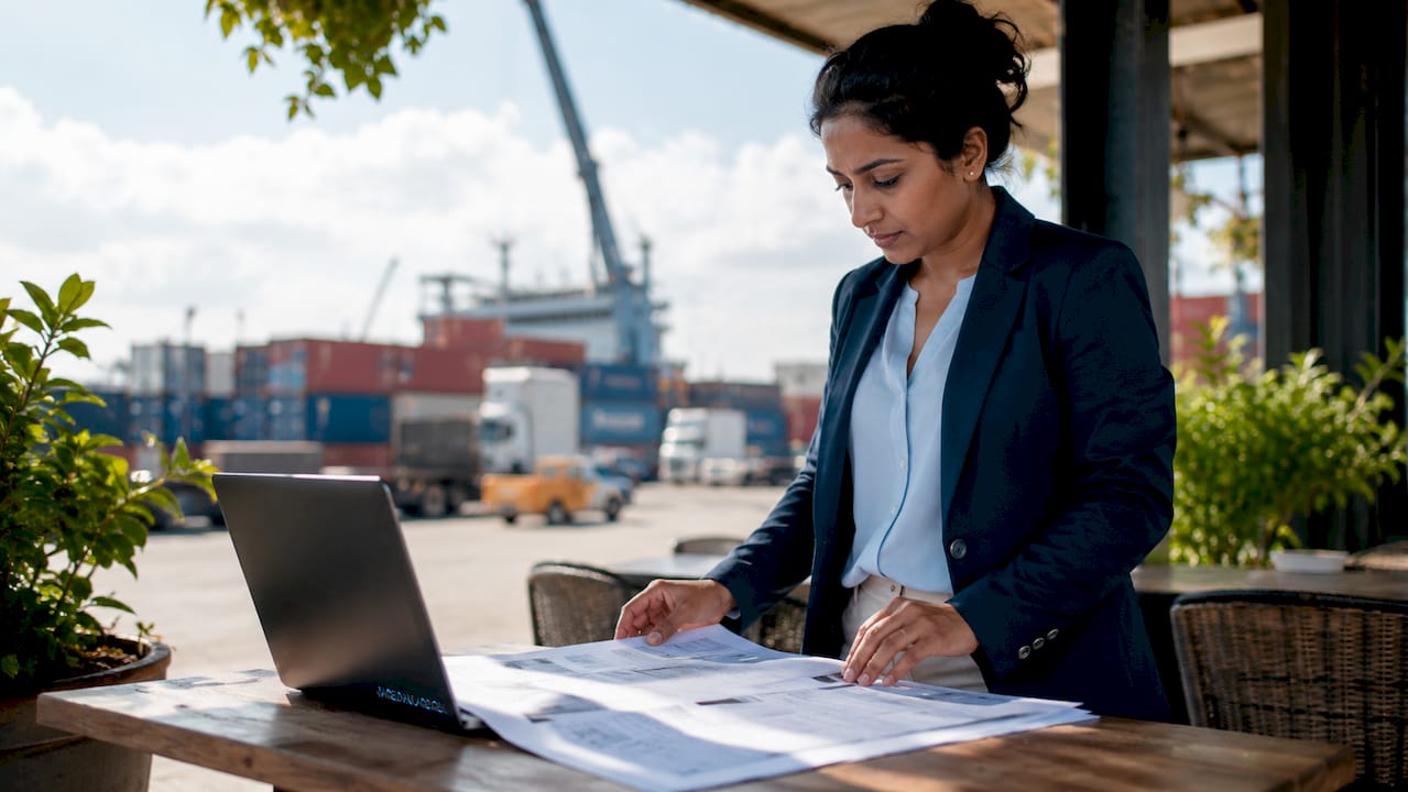 Logistics manager monitoring container tracking