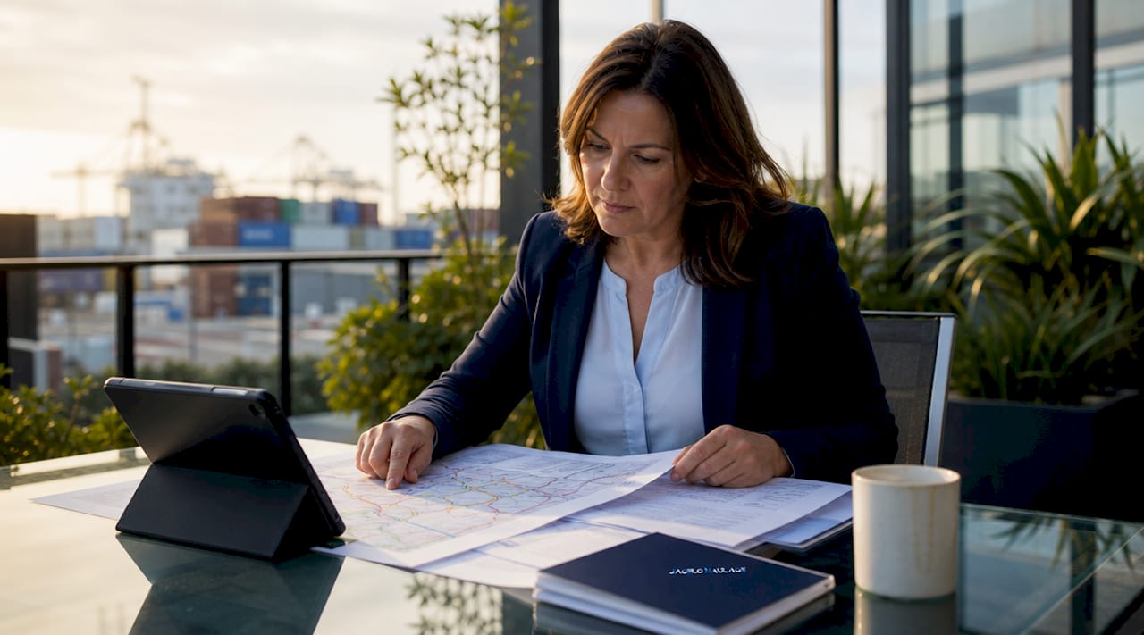 Logistics manager reviewing haulage routes