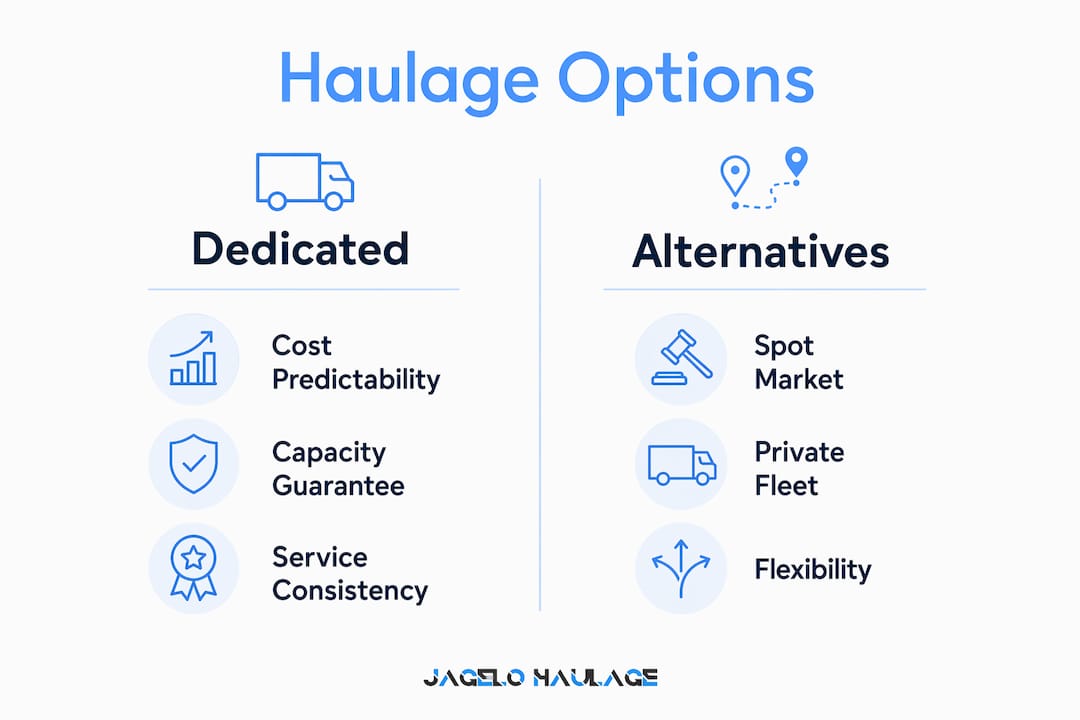 Infographic comparing dedicated haulage with alternatives