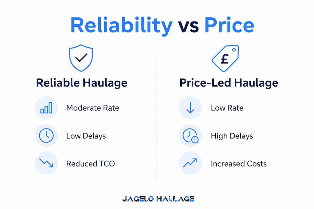 Infographic comparing haulage reliability and price