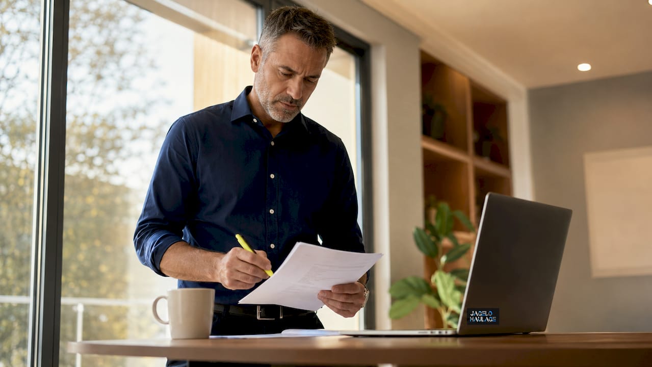 Logistics manager reviewing haulage contract documents
