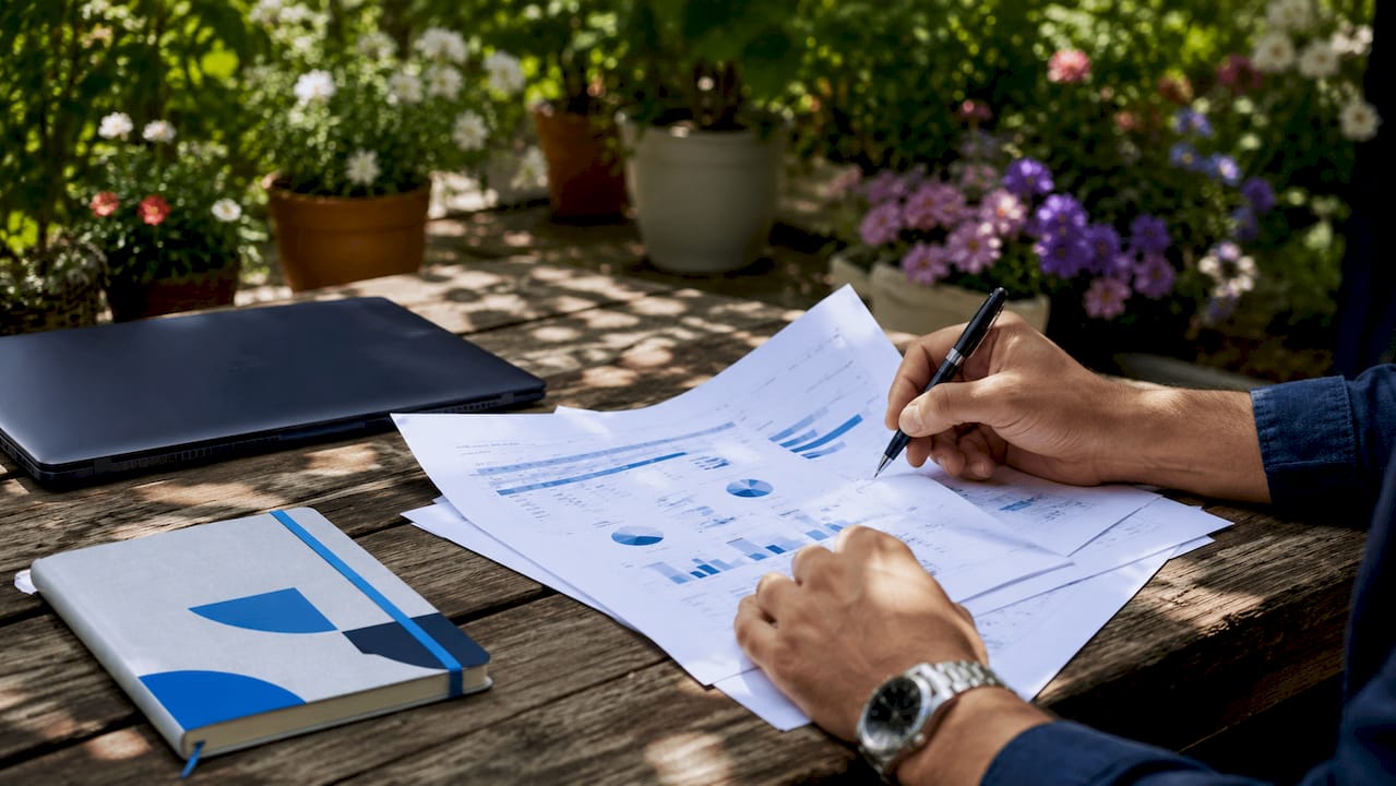 Hands annotating haulage SLA performance metrics document