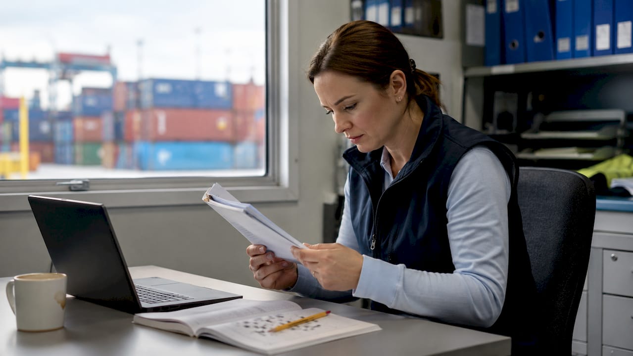 Hands holding registration documents for Felixstowe booking