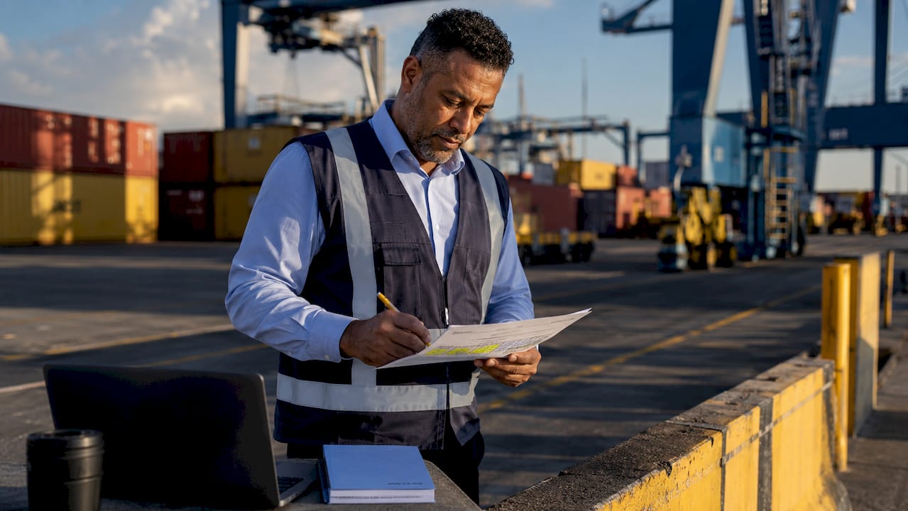 Freight operator booking container slot at Felixstowe port