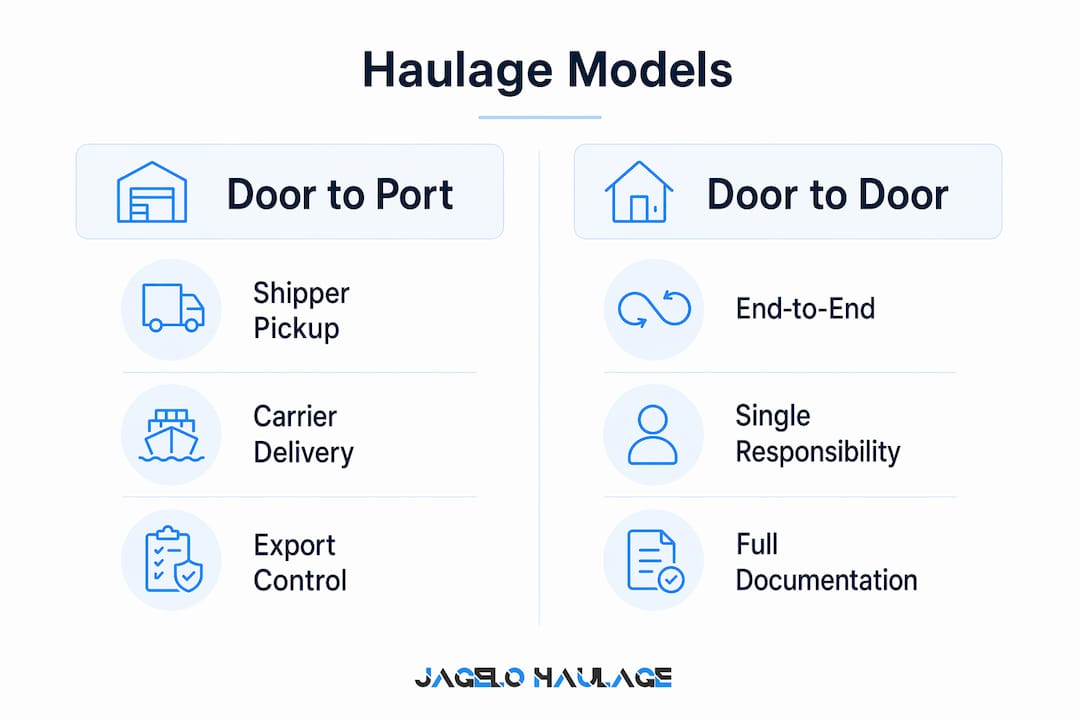 Infographic comparing door to port and door to door haulage