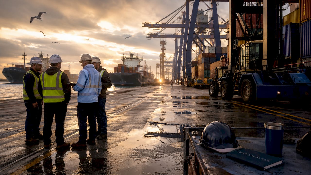 Container ships queuing outside congested port
