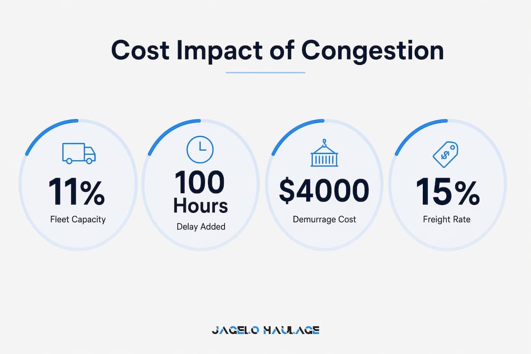 Infographic showing port congestion financial impacts