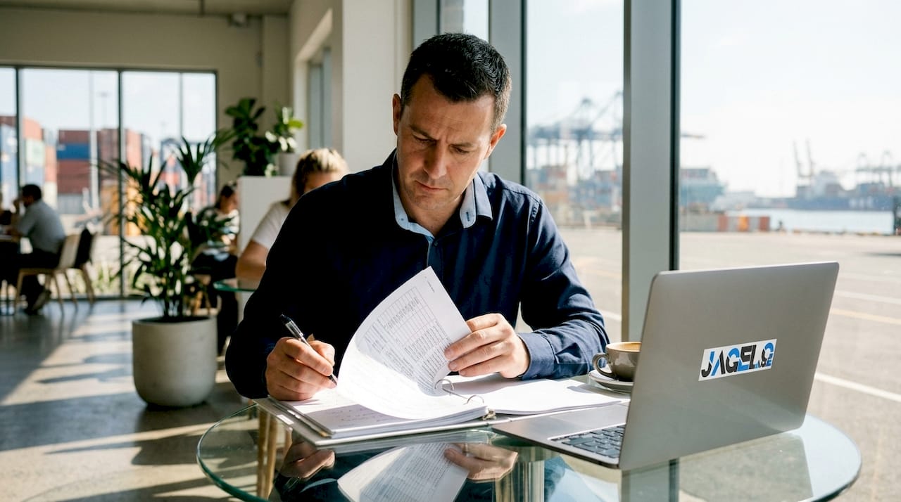 Logistics manager planning container cargo haulage
