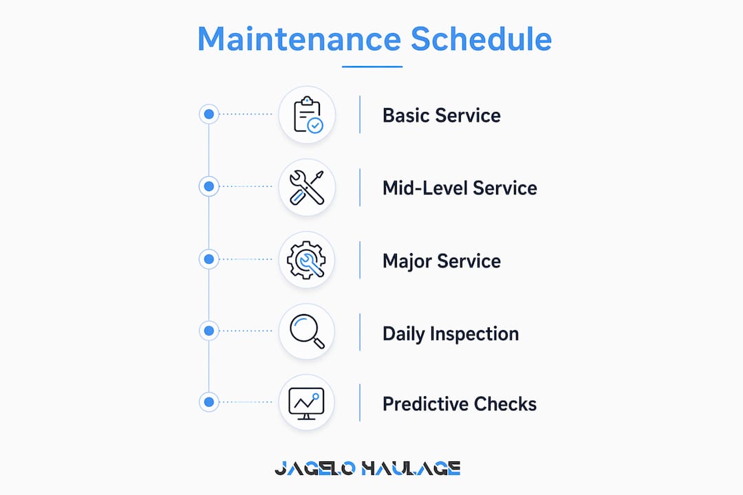 Infographic of container haulage maintenance schedule steps