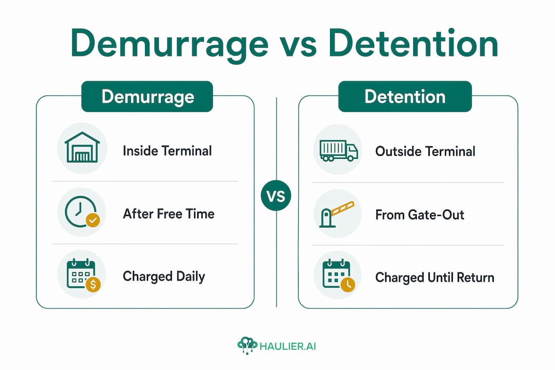 Infographic comparing demurrage and detention charges