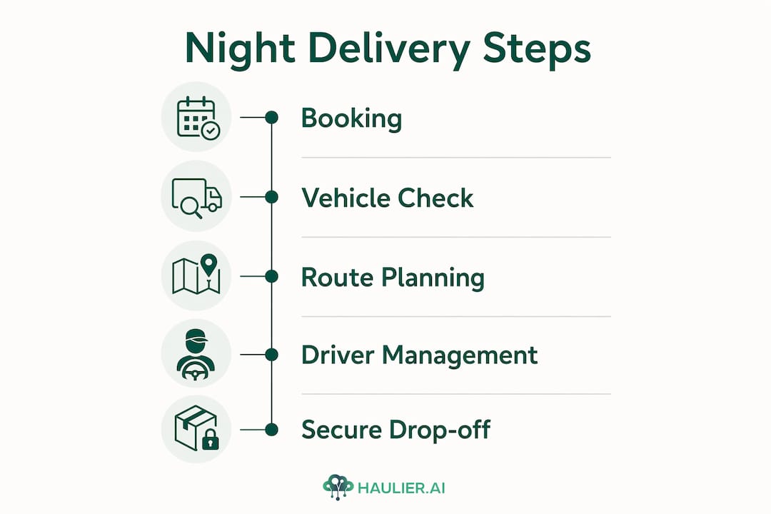 Infographic showing night delivery scheduling steps