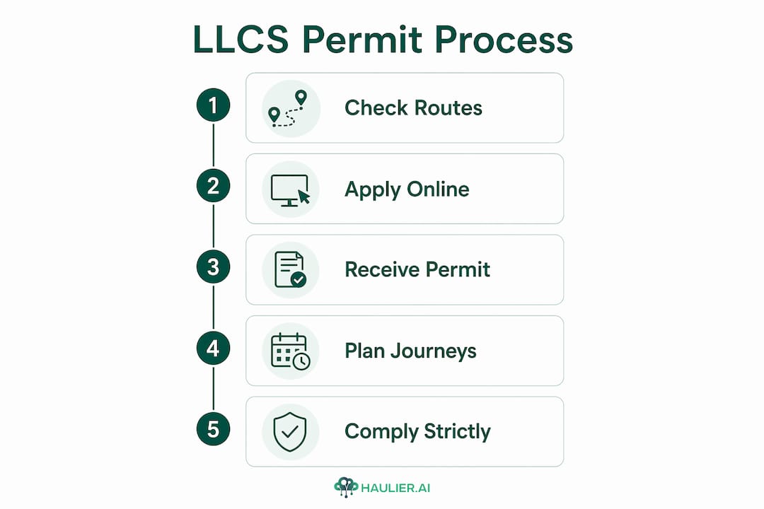 Infographic showing LLCS permit process in steps