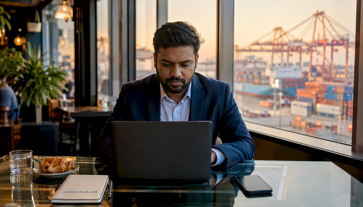 Logistics manager reviewing container haulage plans