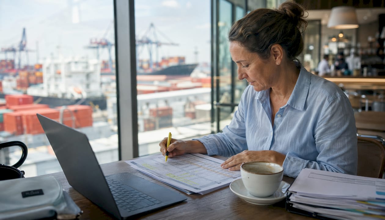Logistics coordinator reviewing haulage schedules