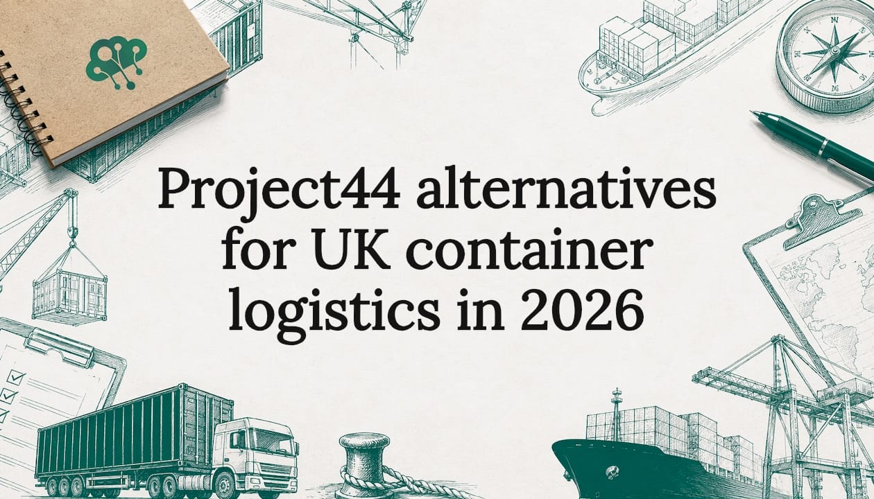 Decorative title card illustration with container logistics theme