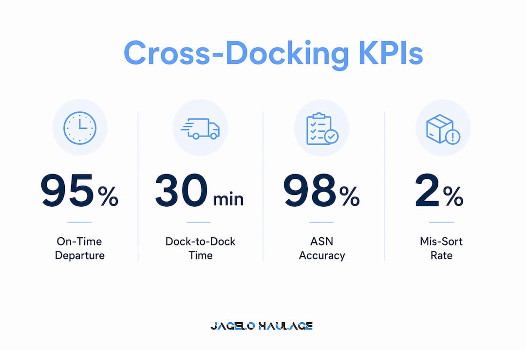 Infographic showing key performance indicators for UK cross-docking logistics