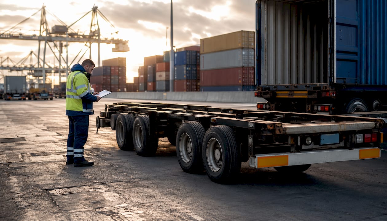 Container loading at UK haulage dock