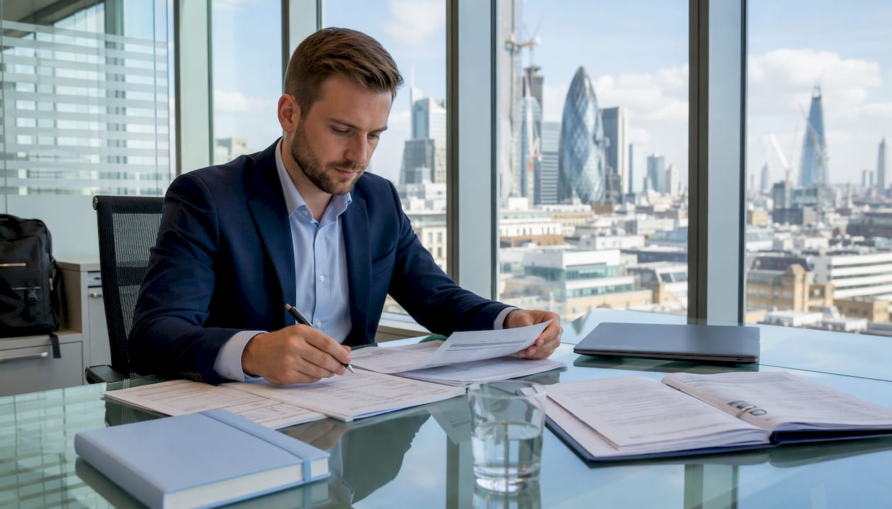 Logistics manager reviewing haulage quotes