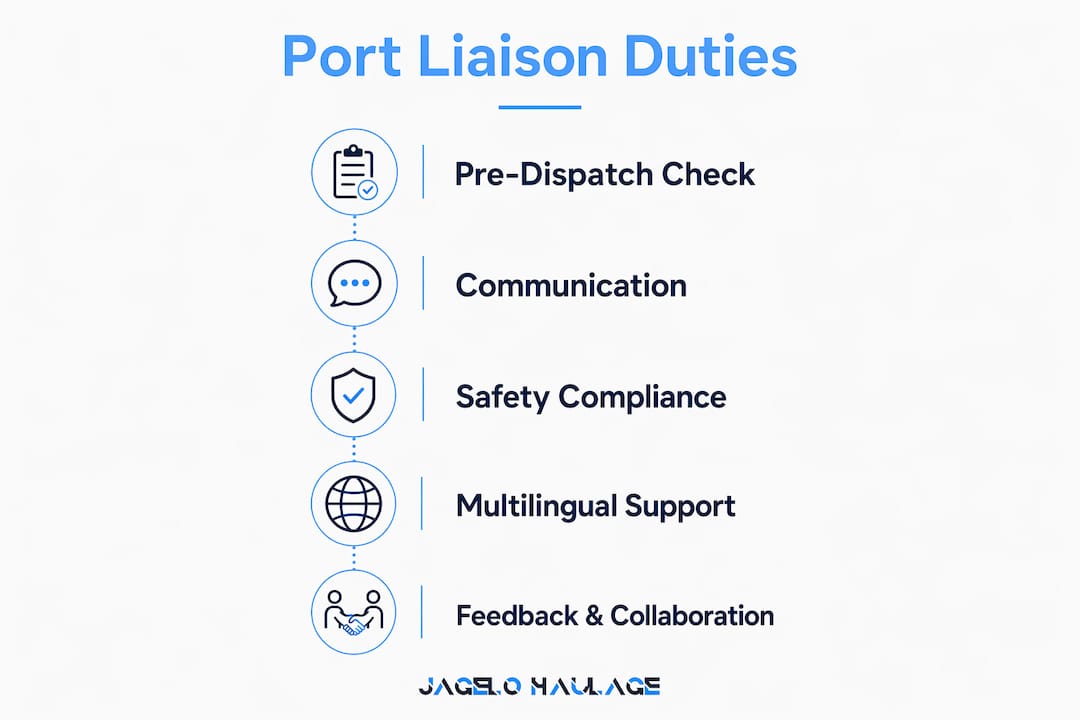 Infographic showing key port liaison duties in sequence