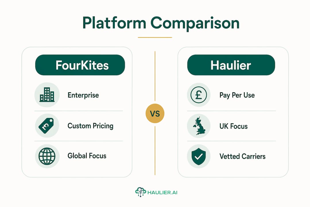 Infographic comparing FourKites and Haulier platforms