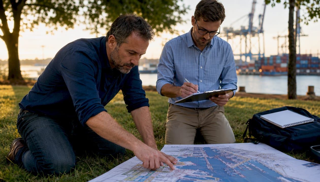 Two coordinators planning container delivery